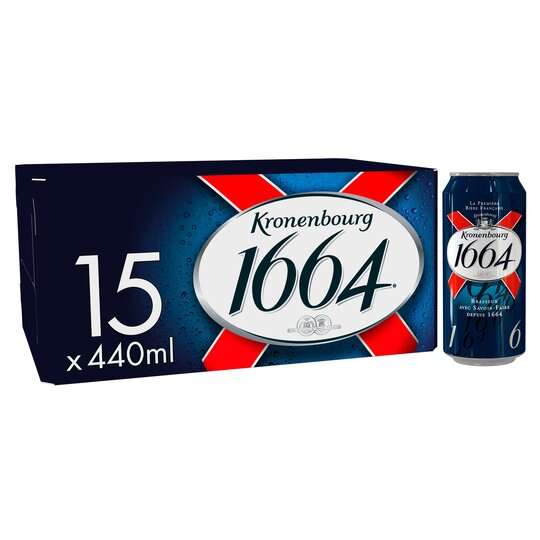 Kronenbourg 15 x 440ml cans £12 Clubcard price at Tesco (and Sainsburys)