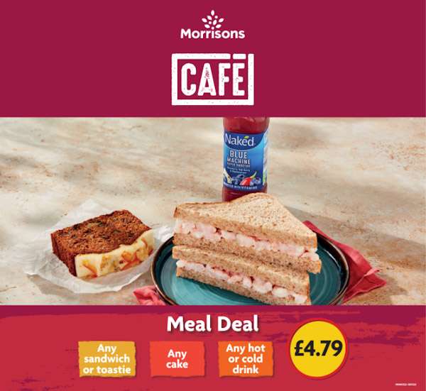 Two Main Meals + Two Hot Drinks or Two Coca Cola for £10.00 @ Morrisons Cafe