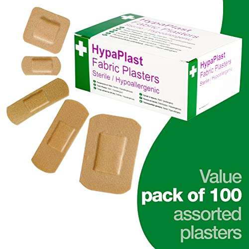 Safety First Aid Group HypaPlast Fabric Plasters, Assorted (100) Sterile Hypoallergenic