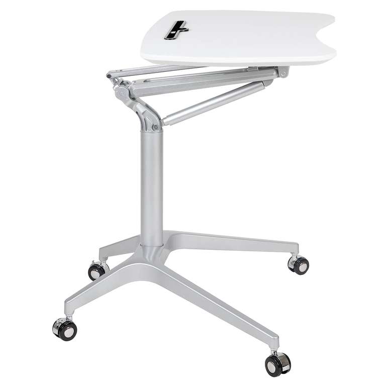 Flash Furniture Sit & Stand Desks, Metal, White, 28.25" W x 18.5" D x 29"-41" H
