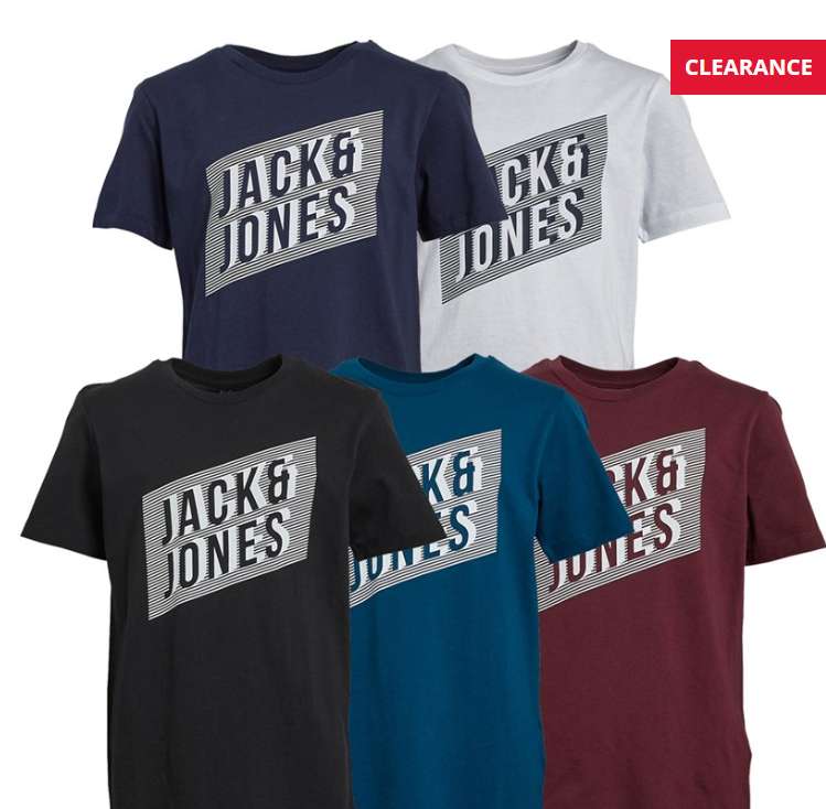JACK AND JONES Boys Jwhnet Five Pack T-Shirts now Reduced