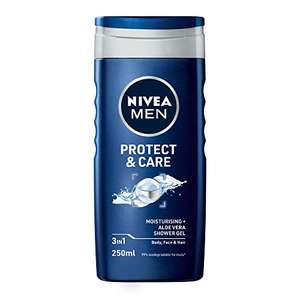NIVEA MEN Protect & Care Shower Gel (250ml), Moisturising Body Wash with Aloe Vera, All-in-1 Shower Gel for Men, Energising Shower Gel