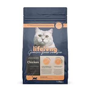 Amazon Brand - Lifelong - Grain Free Recipe Complete Dry Cat Food. Made with Fresh Chicken -1.5 kg £7.69 / £7.31 S&S @ Amazon