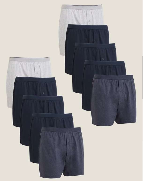 10 Pack - 100% Pure Cotton Jersey Boxers (Sizes S - XL) - £25 + Free Click & Collect @ Marks & Spencer