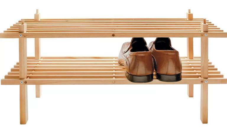Argos Home 2 Shelf Shoe Storage Rack - Solid Pine - £4.80 With Code Free Collection (+ 20% Off Other Selected Indoor Furniture) @ Argos