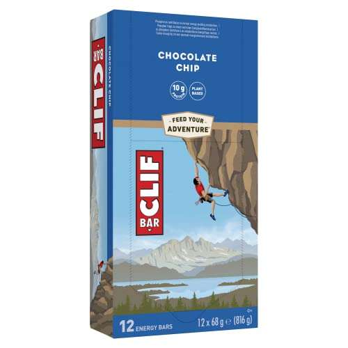 CLIF Bar Energy Bars/Nutritional Protein Bar (12 x 68g), Source of Plant Based Protein, Chocolate Chip - £12 @ Amazon