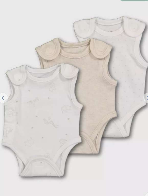 White Premature Baby Bodysuits 3 Pack - 4lbs - 1.8kg £1 @ Argos Free click and collect