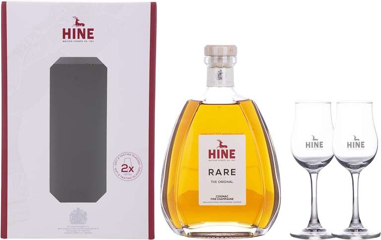 Hine Rare VSOP French Champagne Cognac(average 8 years) 40% ABV 70cl Gift pack with glasses