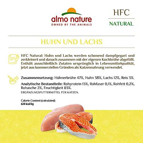 almo nature HFC Natural Wet Cat Food Pouch - Chicken & Salmon (Pack of 24 x55g)