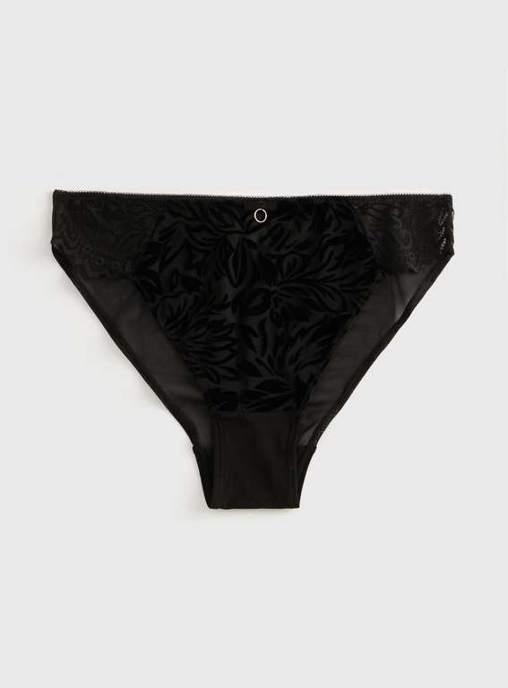 Black Velvet Flock Floral High Leg Knickers size 6 for £2.40 + free click & collect