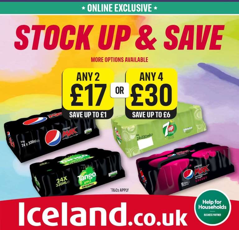 Fizzy Drinks Multibuys - Buy 2 for £17 or 4 for £30 @ Iceland