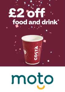 £2 off food and drink at selected Costa at Moto - selected Costa Club members