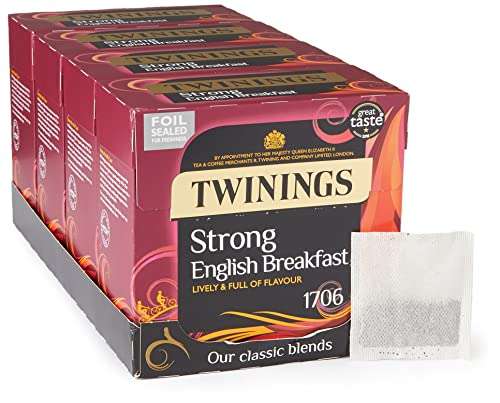 Twinings English Strong Breakfast Tea, 320 Tea Bags (Multipack of 4 x 80 Tea Bags) - £11 or £9.90 with Subscribe & Save @ Amazon