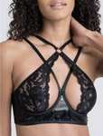 Fierce Romance Black Wet Look and Lace Bra Set - With Code