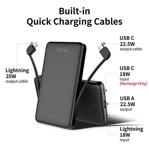 OKZU Portable Charger with built in cables 10000mAh 22.5W - £13.99 Dispatches from Amazon Sold by OKZU