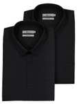 2 Pack - Black Slim Fit Easy Iron S/S Shirts (Neck Size 15.5 - 18) - Free C&C