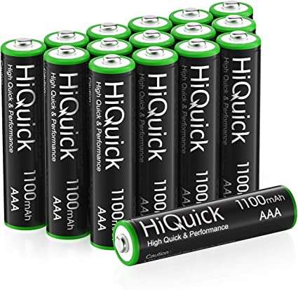 HiQuick 16 x AAA Batteries, Rechargeable 1100mAh Ni-MH Battery - £12.74 ( £12.10 or less with S&S) Prime xclusive Sold by HiQuick @ amazon