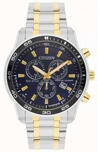 CITIZEN Citizen Men's Eco-Drive Stainless Steel & Gold IP Blue Dial Watch £157.52 with code at First Class Watches