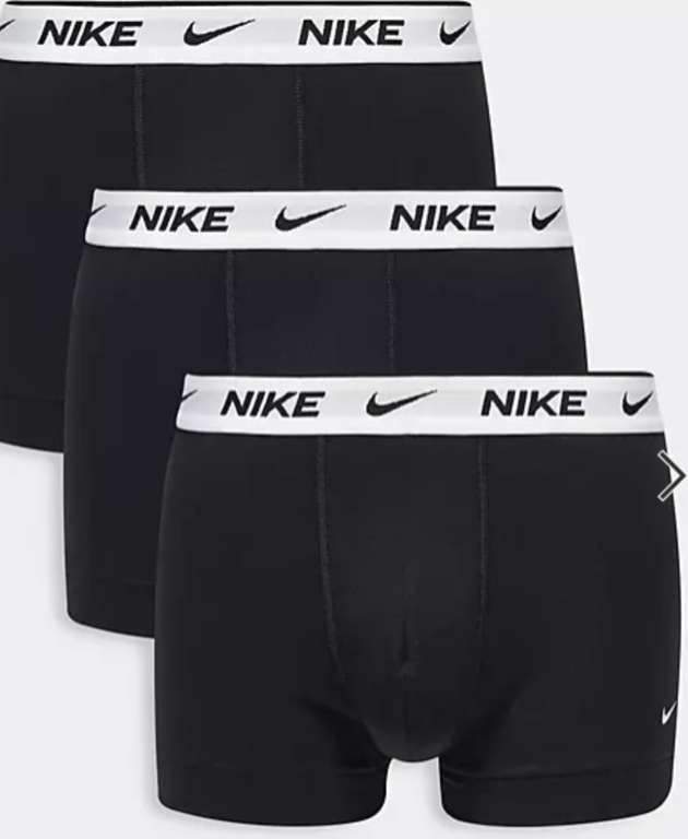 2 x Nike 3 pack of trunks in black with white waistband - with code
