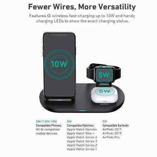 Aukey 3 in 1 AirCore Wireless Charging Station Stand Charging Dock For Mobile Phone, Apple, Smart Watch £12.99 W/Code Delivered @ MyMemory