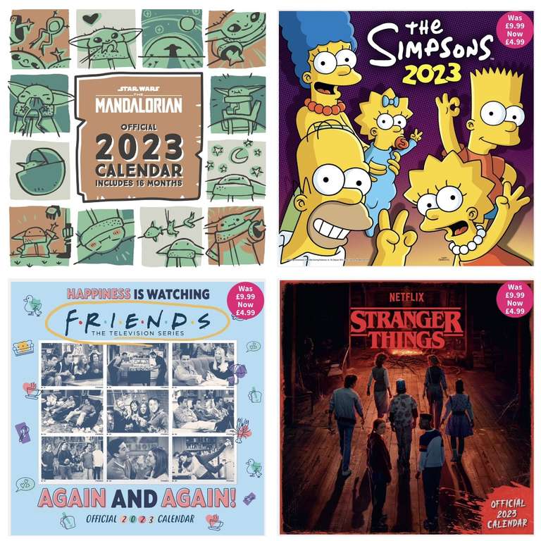 2023 Official Calendars Half Price (Friends / Simpsons / Mario / Stranger Things /Star Wars / Marvel etc.) £4.99 Free Click & Collect @ HMV