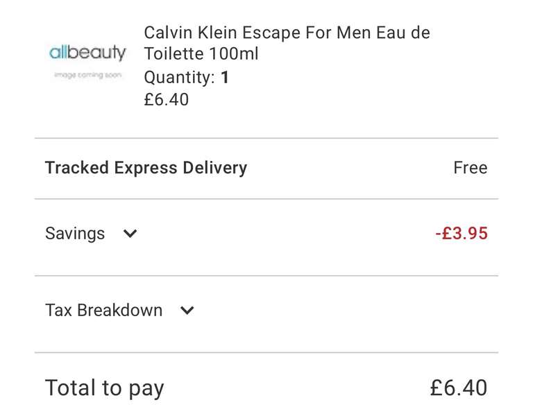 Calvin Klein Escape For Men 100ml EDT - Free Express Delivery W/Code