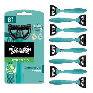 WILKINSON SWORD - Xtreme 3 For Men | Sensitive | Pack of 8 Disposable Razors, Sold By Venture Blue|FBA