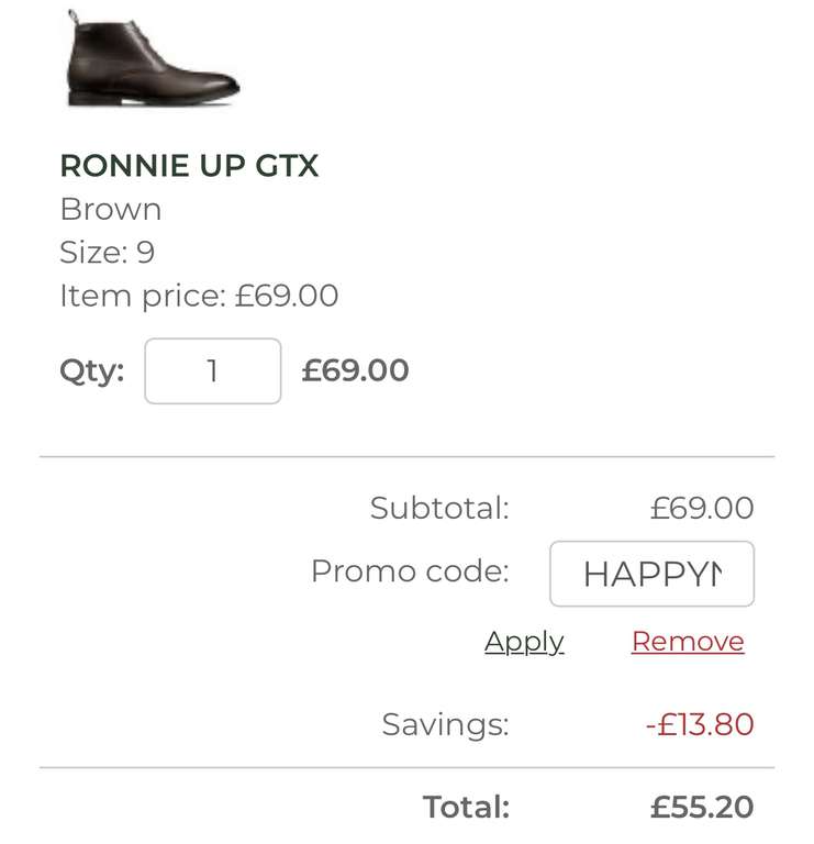 Clarks ‘Ronnie’ GORETEX Leather Boots (2 Colours / Sizes 6-12) - £55.20 With Code + Free Delivery & Returns @ Clark’s Outlet