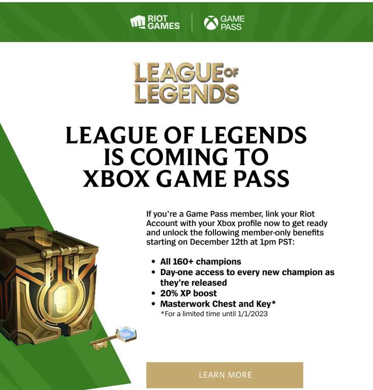Link Riot Account with Xbox Game pass for League of Legends Benefits @ Xbox