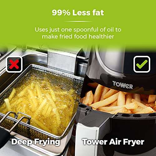 Tower T17067 Vortx Family Size Digital Air Fryer with Rapid Air Circulation, 60-Minute Timer, 4L, 1400W, Black - £40 @ Amazon