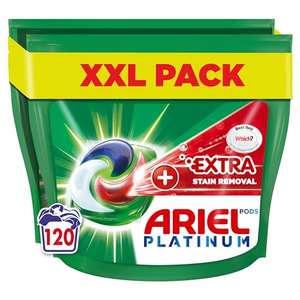 120 Wash (60x2) Ariel Platinum All-in-1 PODS Laundry Detergent Washing Liquid Tablets / Capsules, Extra Stain Removal (£24.55/20.87 S&S)