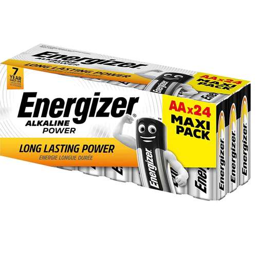 Pack of 24 Energizer Alkaline Batteries Long Lasting Power - Type AAA or Type AA - with code