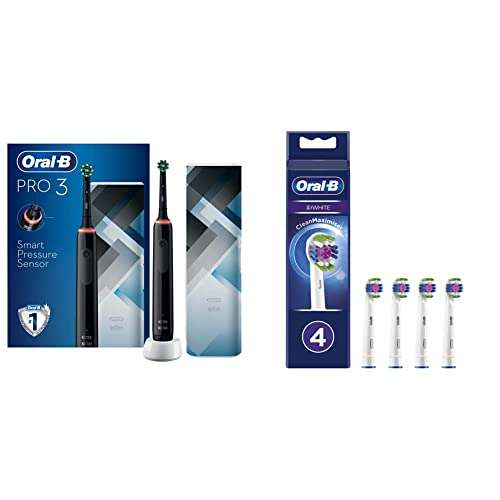 Oral-B Pro 3 Electric Toothbrush with Smart Pressure Sensor, Gifts for Men/Women 3500, Black & 3D White Electric Toothbrush £52.99 @ Amazon