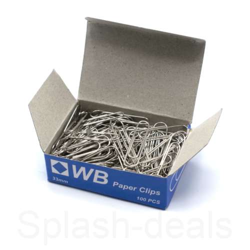 100 x Paper Clips Large 33mm - Polished Steel Metal Paperclips - Boxed £1.99 @ eBay / splash-deals