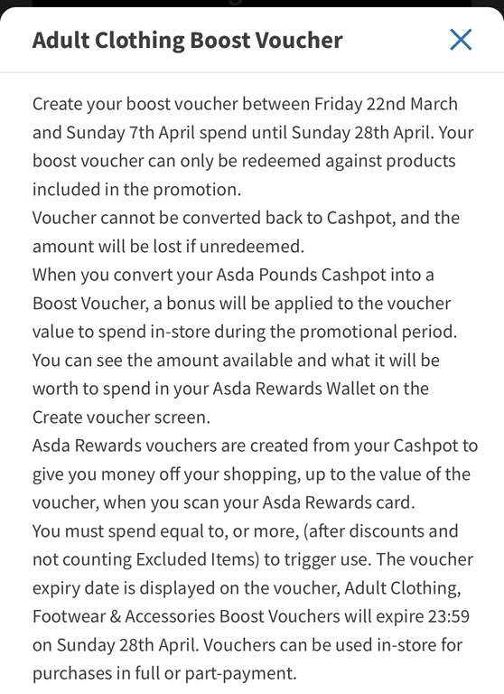 Double your Rewards balance by converting cashpot boost to spend on Clothing, footwear, accessories, home, outdoor, toys or entertainment