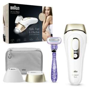 Braun IPL Silk-Expert Pro 5, At Home Hair Removal With Pouch, Alternative For Laser Hair Removal, White/Gold, PL5117