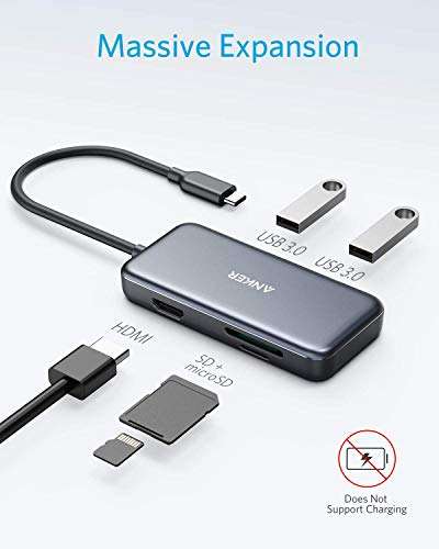 Anker USB C Hub, 5-in-1 USB C Adapter, with 4K USB C to HDMI, SD and microSD Card Reader, 2 USB 3.0 Ports - £23.99 @ Amazon