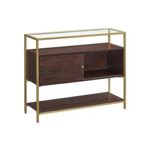 VASAGLE Chocolate Brown Sliding Door Sideboard with Gold Metal Frame & Glass Top for £48.99 delivered using code @ Songmics