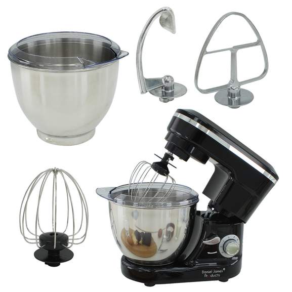 My Wave 1000W Mixer 4L Stainless Steel Bowl 3 Different Hooks Types 5 Speeds with Pulse Option 