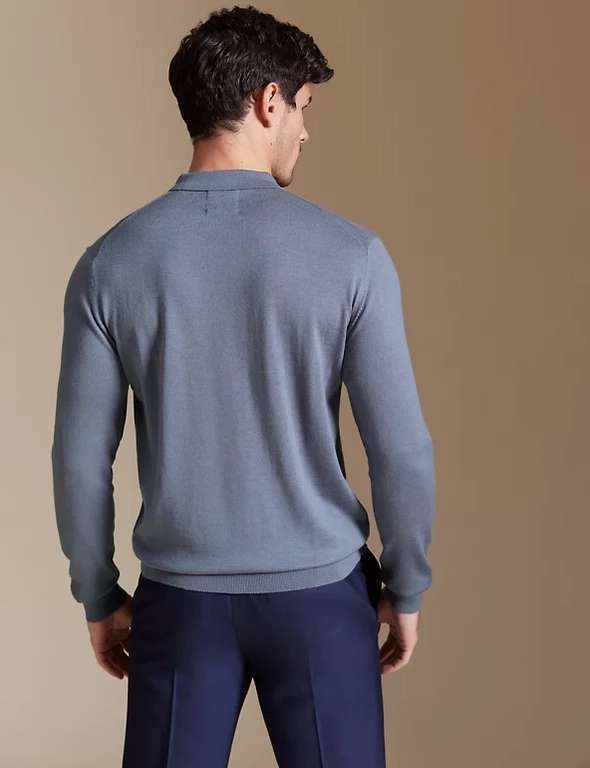 M&S X England Pure Extra Fine 100% Merino Wool Knitted Polo Shirt (Air Force Blue or Navy) - £20 Free Collection @ Marks & Spencer