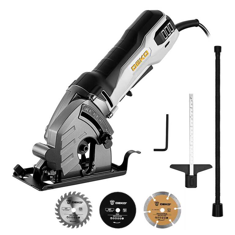 Mini Circular Saw 600W: DEKOPRO Compact Electric Circular Saw 5500 RPM with 3 Blades(85mm) (w/Voucher) Sold by DEKO-EU, FBA