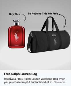 Free Ralph Lauren duffel sports bag with purchase - Ralph Lauren Polo Red Eau De Toilette 75ml Spray - £64 @ The Fragrance Shop