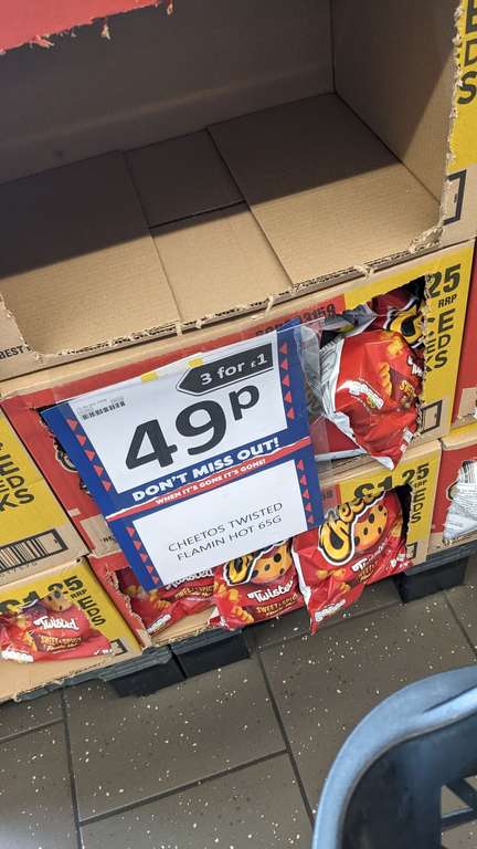 Cheetos Twisted Flaming Hot 65g 3 For £1 or 49p Each - Liverpool