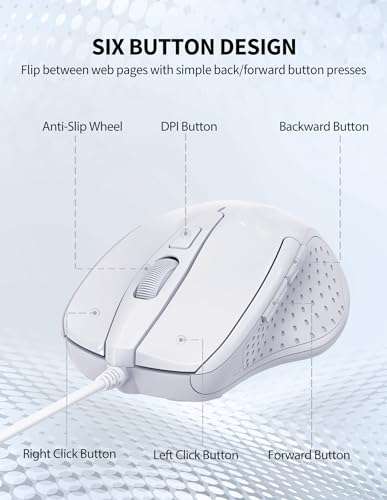 TECKNET USB Wired Mouse, 6400 DPI Mice 4 Adjustable DPI with 6-Button Corded Mouse - Sold by ALLSKING-EU / FBA