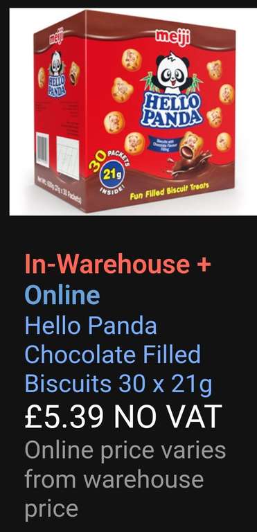 Hello Panda Chocolate Filled Biscuits, 30 x 21g - £5.39 @ Costco warehouse