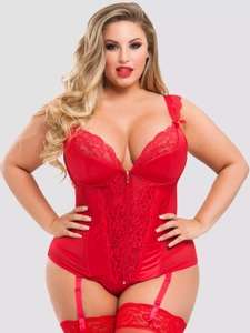 Plus Size Treasure Me Red Push-Up Basque Set £20 + delivery @ LoveHoney
