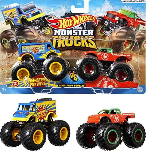 Hot Wheels Monster Trucks Demolition Doubles, Set of 2 Toy Trucks in 1:64 Scale £7.99 @ Amazon