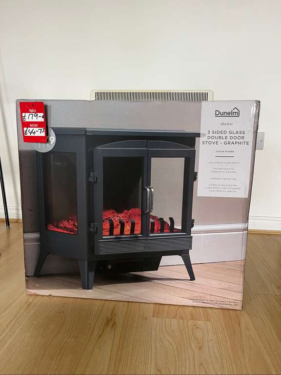 3 Sided Glass Double Door Electric Stove - Graphite found for £44.75 in-store @ Dunelm nuneaton