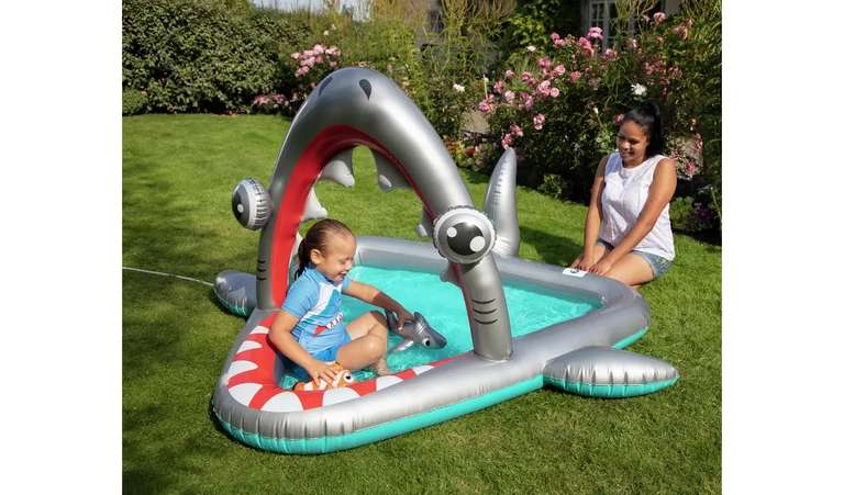Chad Valley Shark Spray Pool - 125 litres Capacity/Water hose connector (Click and collect)