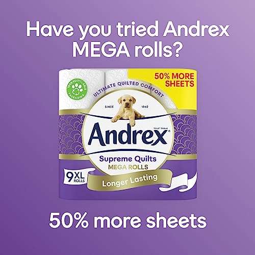 Andrex Supreme Quilts Quilted Toilet Paper - 36 Toilet Roll Pack - 25% Thicker (£20.84 S&S / as low as £15.36 w/voucher)